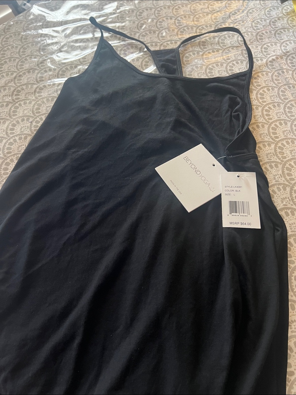 Beyond Yoga Black Slip Dress with Thin Straps